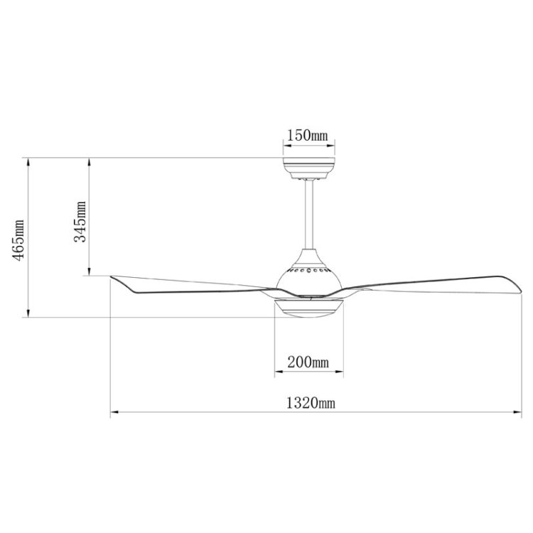 medidas de ventilador de techo bali con motor dc y luz led