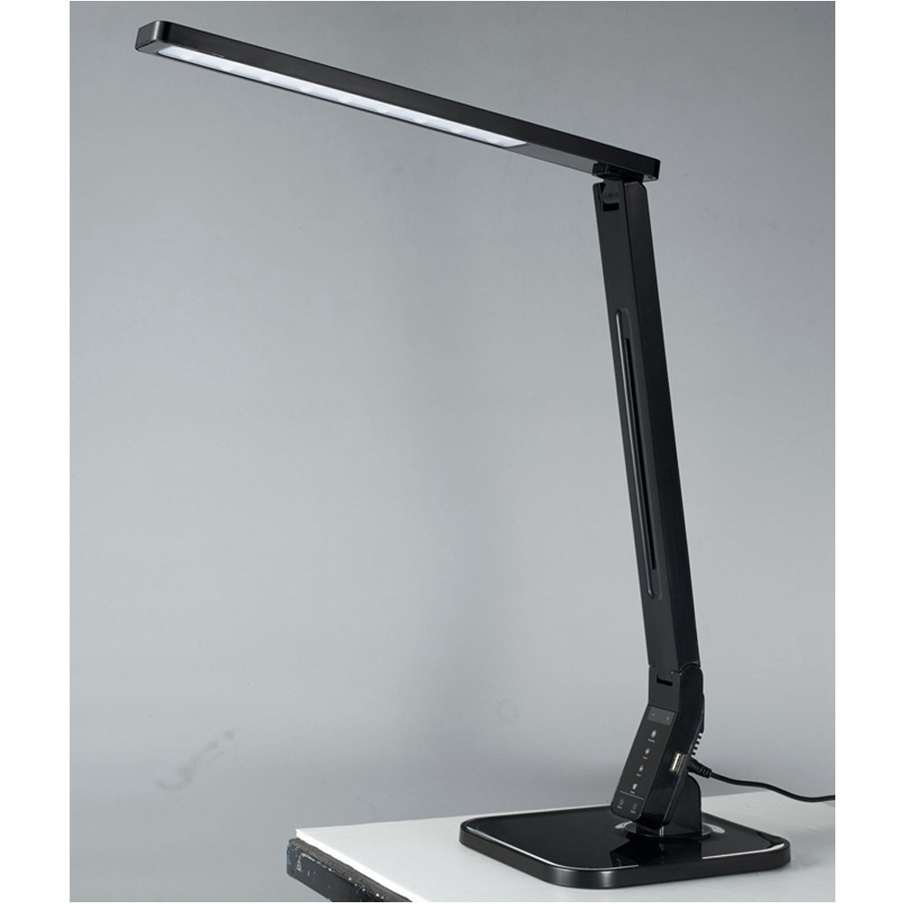 Lámpara Escritorio LED con Cargador Inalámbrico, Wireless QI y USB, Táctil,  3 Tonos de Color, Intensidad Regulable