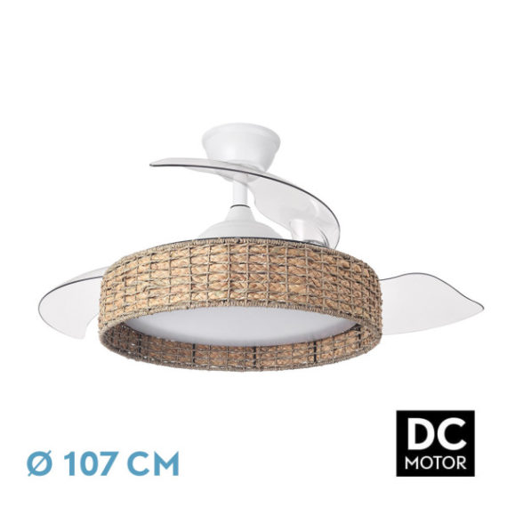 VENTILADOR 59W CANARIO BLANCO/NATURAL Ø107
