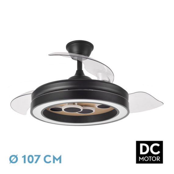 VENTILADOR 59W CUPIDO NEGRO/MADERA Ø107