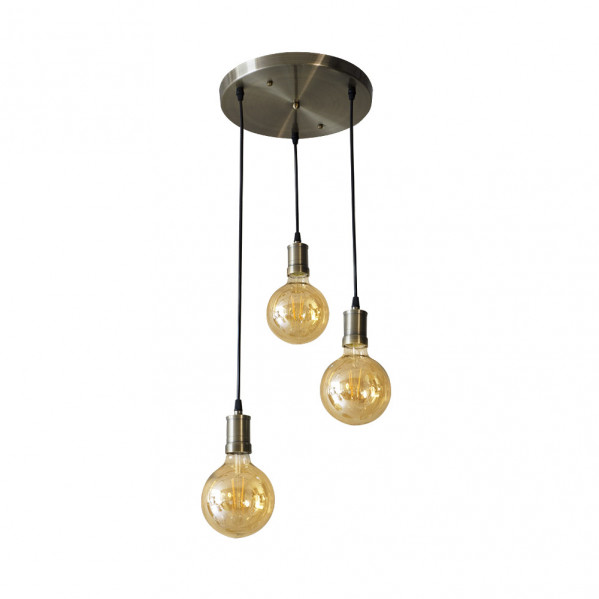 Lampara Celso 3xe27 Cuero/ambar Bombillas Incluidas 24w 2700k 2250lm Regx36x36 Cm 1 Decoración > Lámparas > Lámpara Moderna