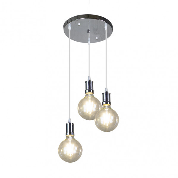 Lampara Prisco 3xe27 Cromo/transparente Bombillas Incluidas 24w 2700k 2550lm Regx36x36 Cm 2 Lampara Prisco 3xe27 Cromo/transparente Bombillas Incluidas 24w 2700k 2550lm Regx36x36 Cm - Imagen 2