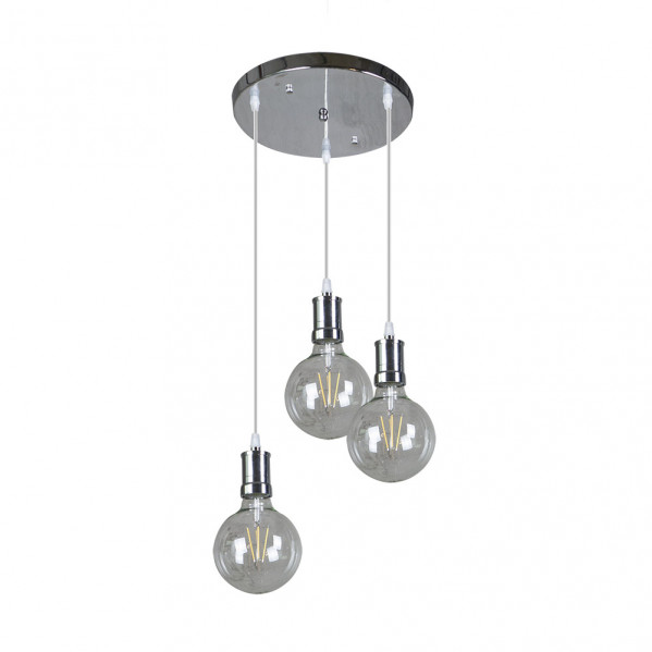 Lampara Prisco 3xe27 Cromo/transparente Bombillas Incluidas 24w 2700k 2550lm Regx36x36 Cm 1 Decoración > Lámparas > Lámpara Moderna