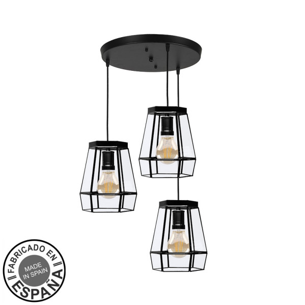 Plafon Guia 3xe27 Negro Regx42x42 Cm 1 Decoración > Lámparas > Lámpara Moderna